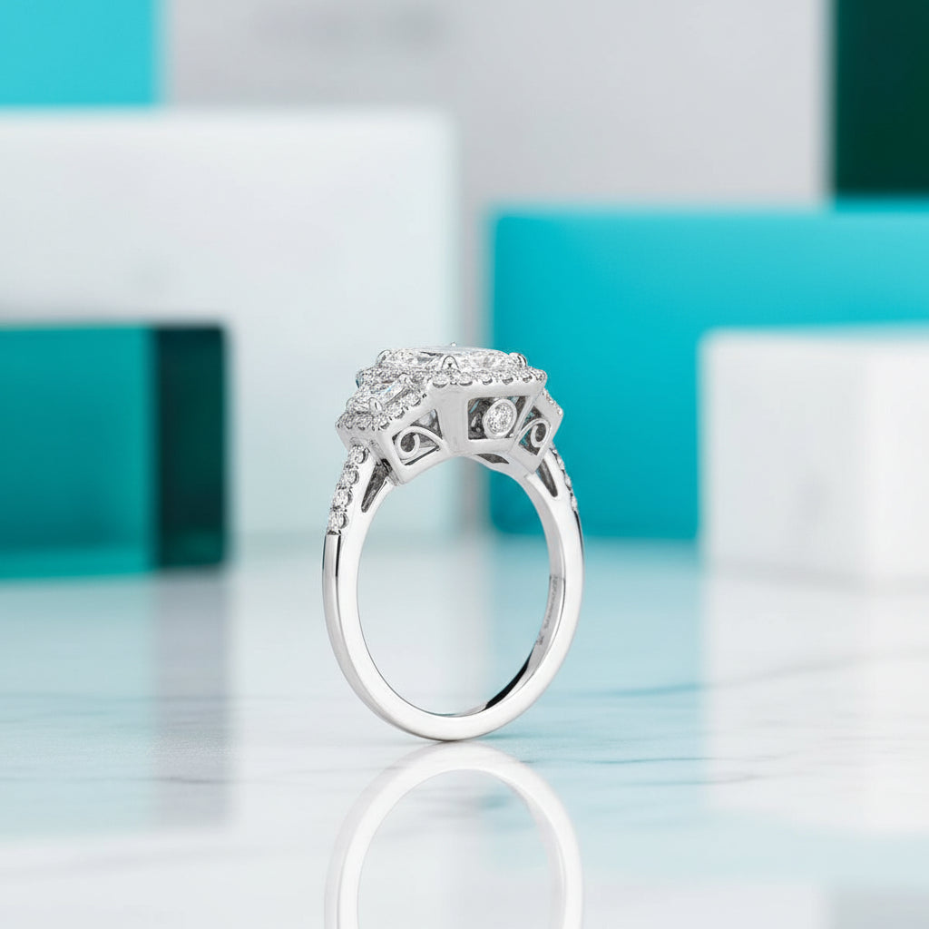 2.50 ct Radiant Cut Diamond 14k White Gold Engagement Ring-Evani Jewelry