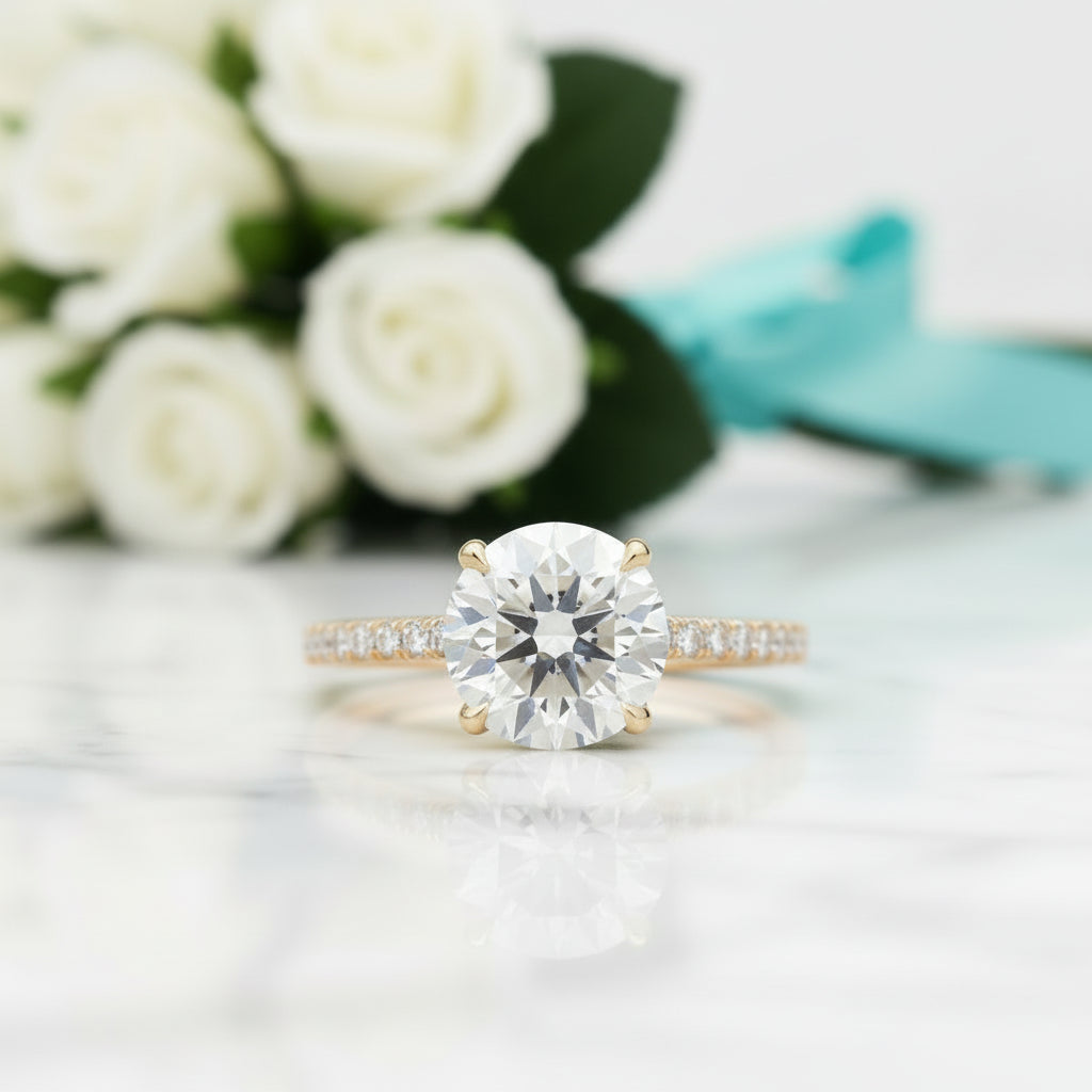 2.50 ct Round Brilliant Cut Alexandrite Engagement Ring-Evani Jewelry