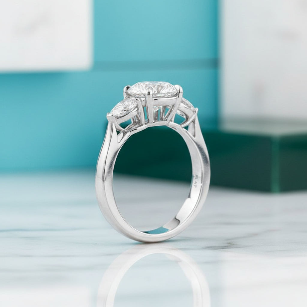 2.50 ct Round Brilliant Cut Three Diamond Engagement Ring-Evani Jewelry