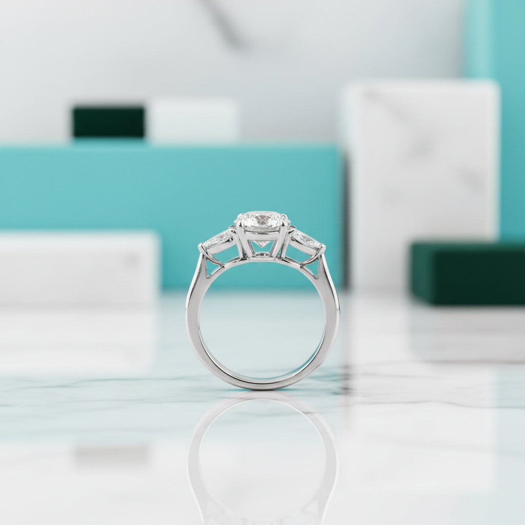 2.50 ct Round Brilliant Cut Three Diamond Engagement Ring-Evani Jewelry