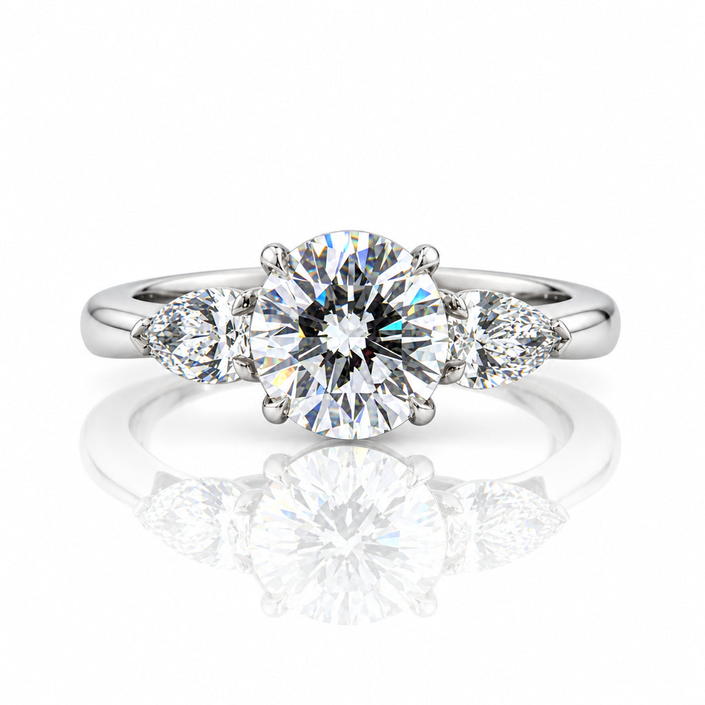 2.50 ct Round Brilliant Cut Three Diamond Option Engagement Ring