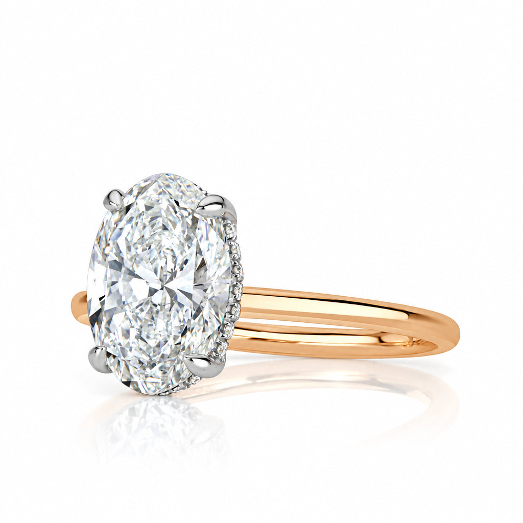 2.60 ct Oval Cut Diamond Two Tone 14k Gold Engagement Ring-Evani Jewelry