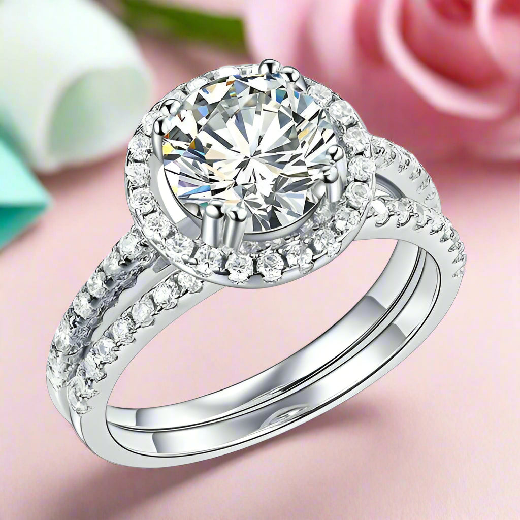 2.60 ct Round-cut Diamond Halo Bridal Set-Evani Naomi Jewelry