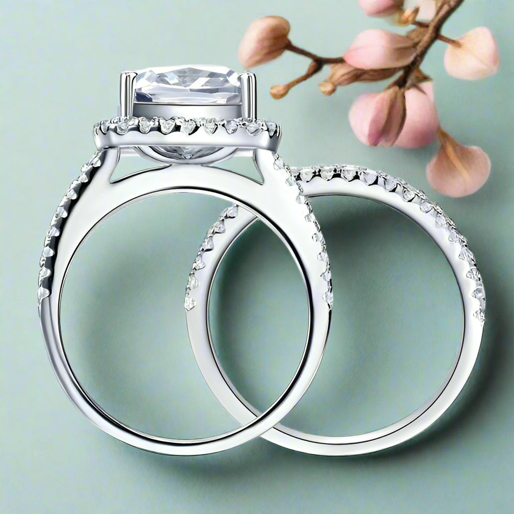 2.60 ct Round-cut Diamond Halo Bridal Set-Evani Naomi Jewelry