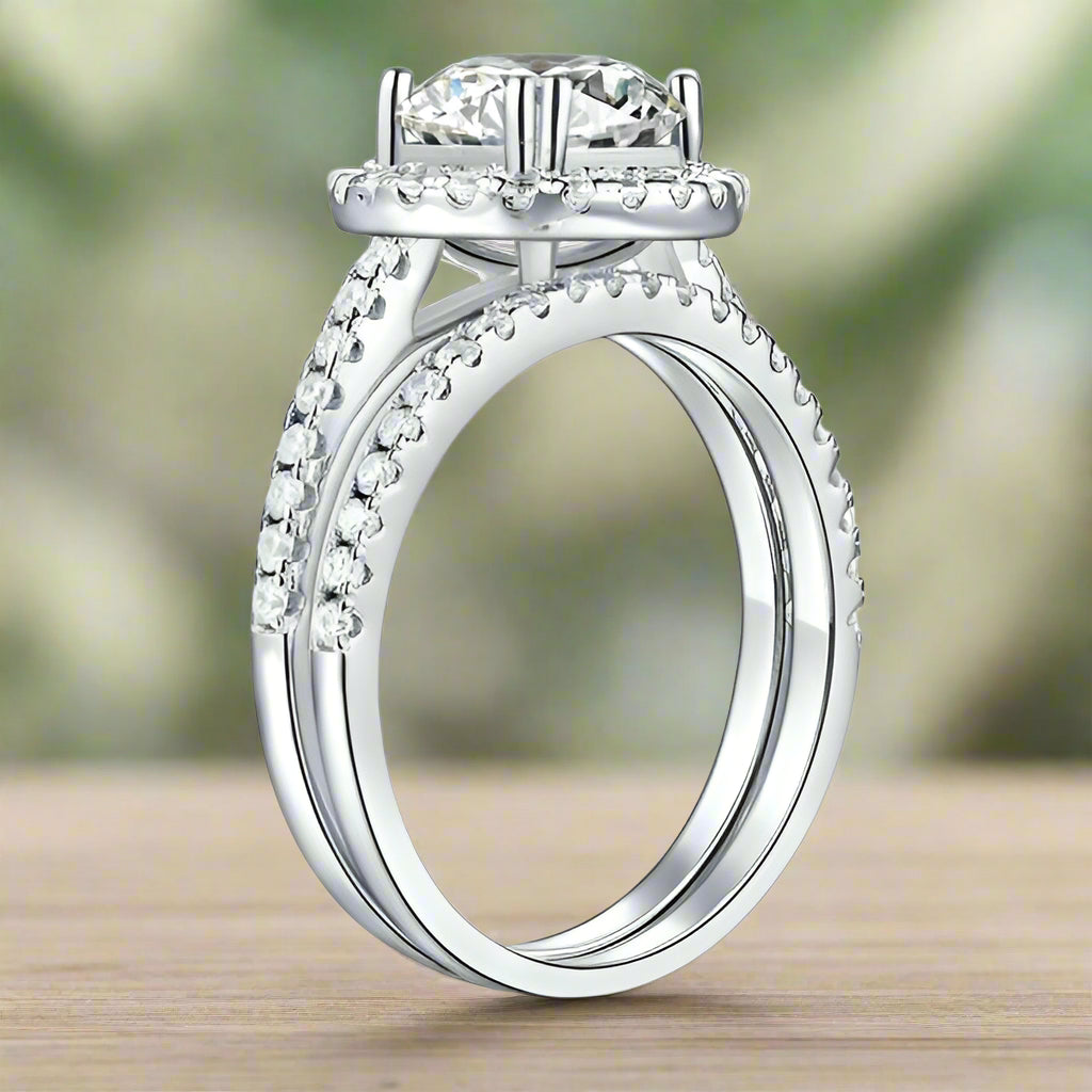2.60 ct Round-cut Diamond Halo Bridal Set-Evani Naomi Jewelry