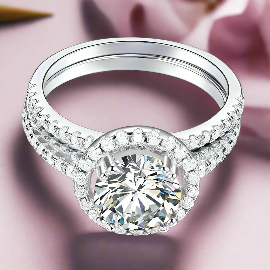 2.60 ct Round-cut Diamond Halo Bridal Set-Evani Naomi Jewelry