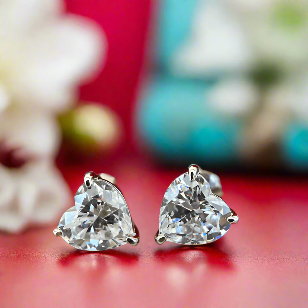 2.7 ct Heart-cut Diamond Stud Earrings-Evani Naomi Jewelry