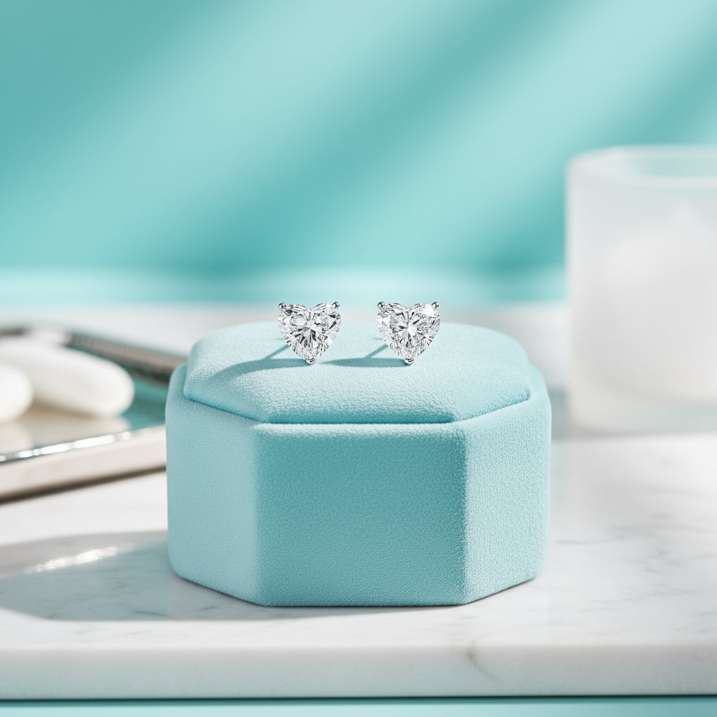 2.7 ct Heart-cut Diamond Stud Earrings-Evani Naomi Jewelry