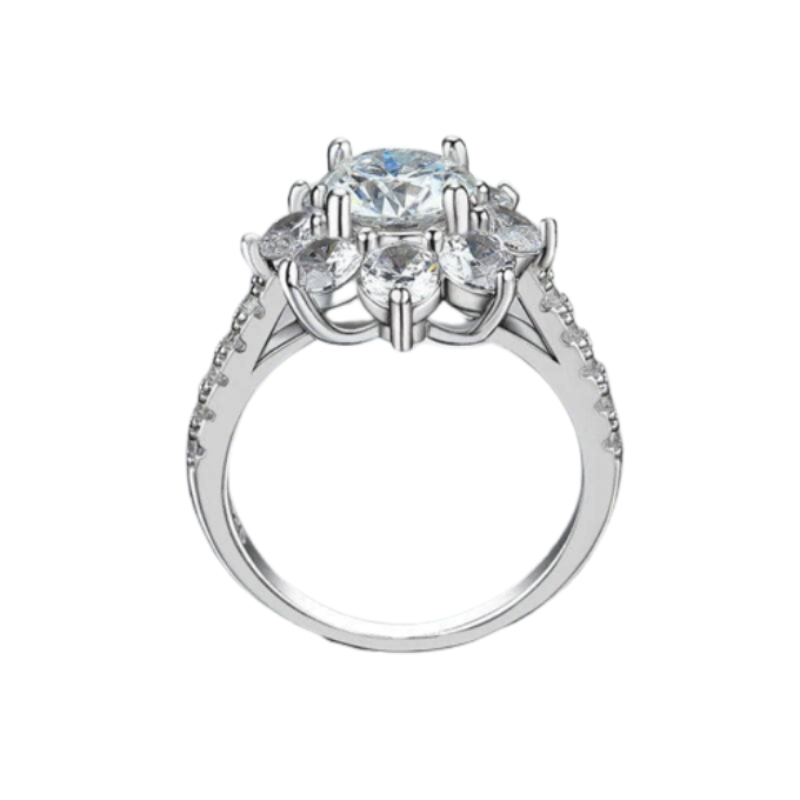2ct 8mm Sun Flower Diamond Engagement Ring-Evani Naomi Jewelry