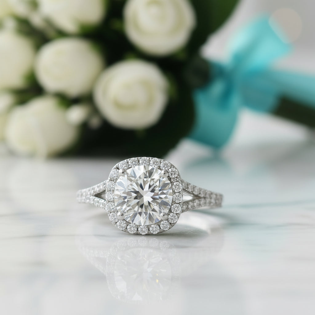 2ct D Color Round Diamond Engagement Ring-Evani Jewelry