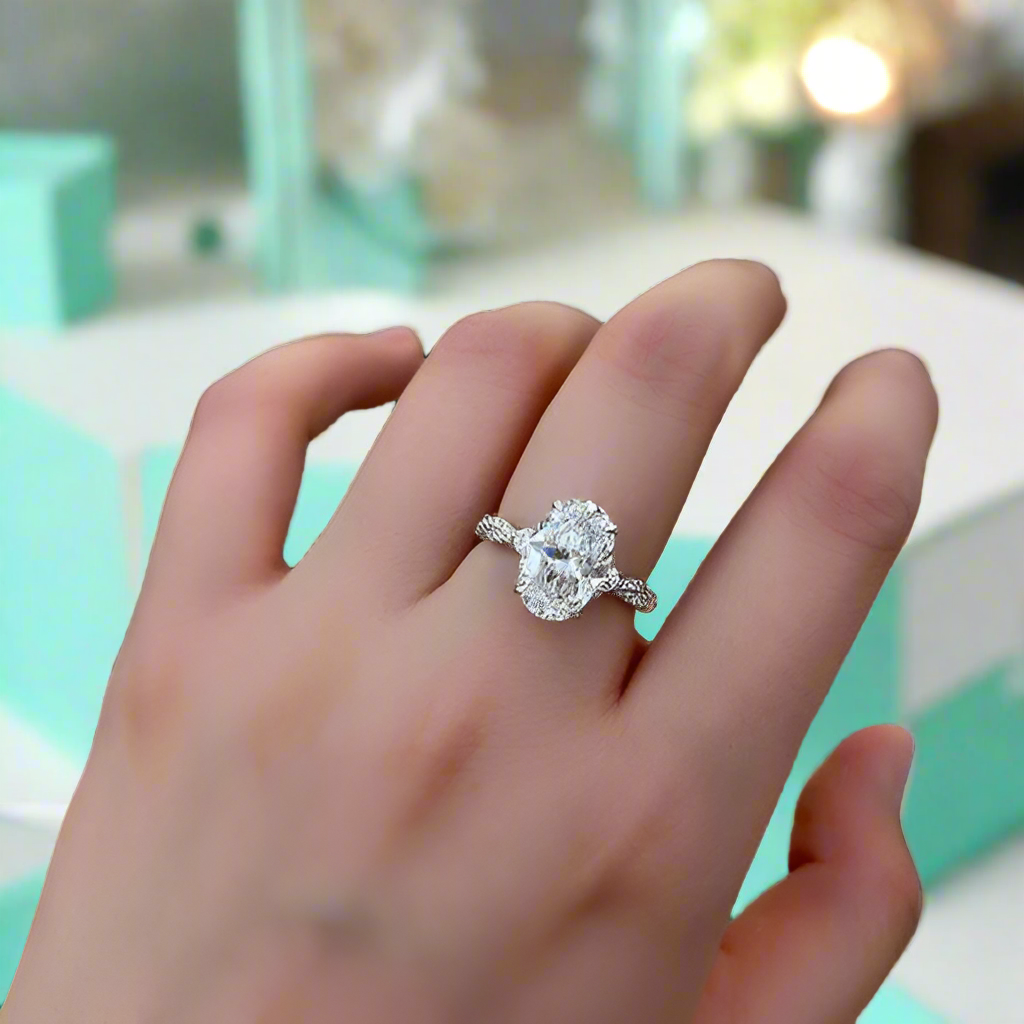 2ct Oval Cut Twisted Diamond Engagement Ring-Evani Naomi Jewelry