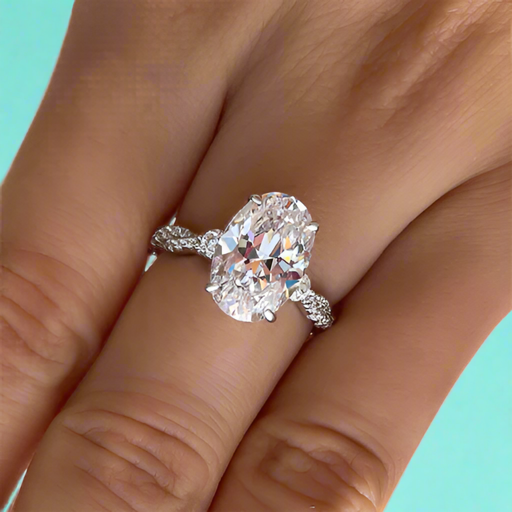 2ct Oval Cut Twisted Diamond Engagement Ring-Evani Naomi Jewelry
