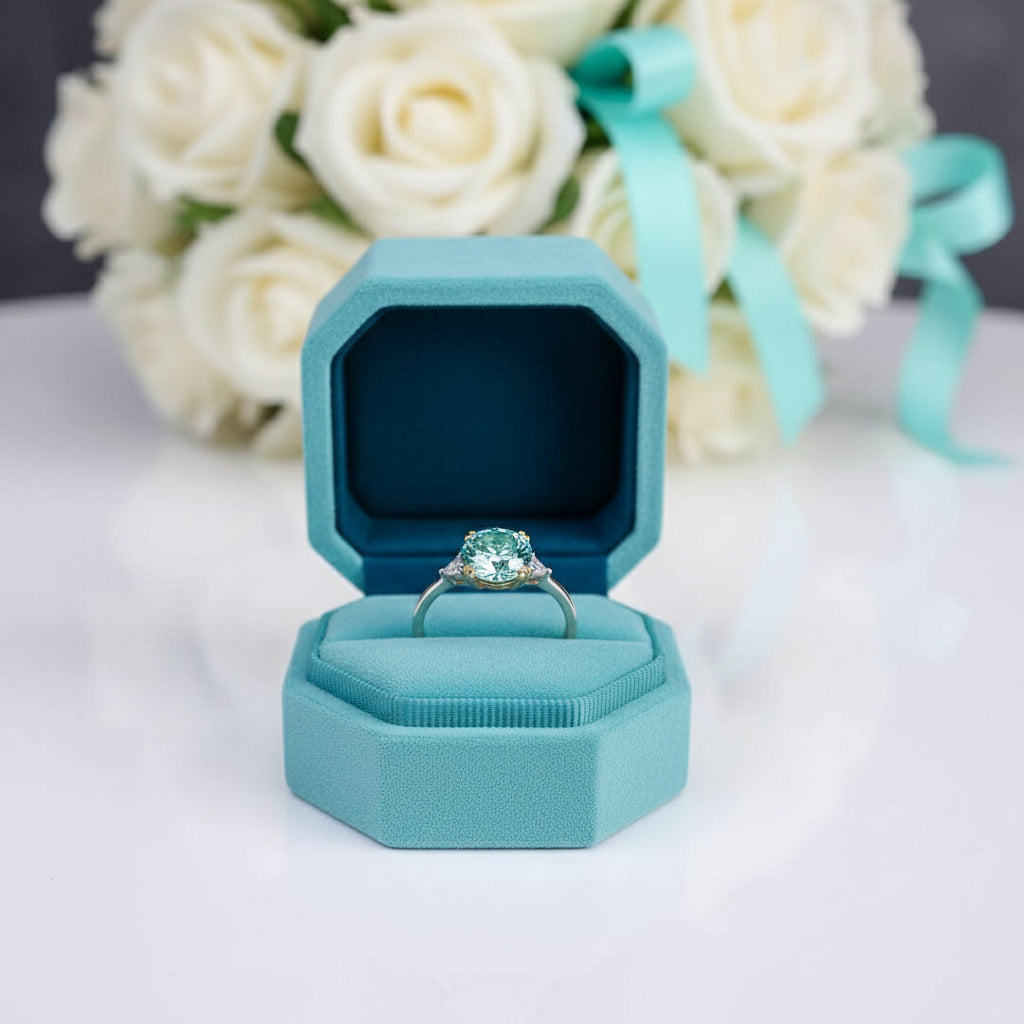 2ct Round Green Diamond Engagement Ring-Evani Naomi Jewelry