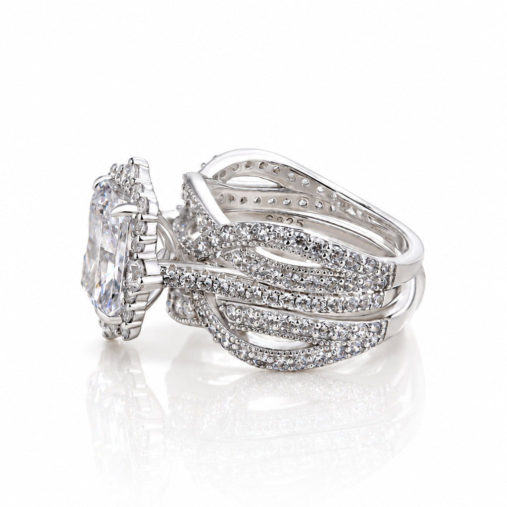 3.0 Ct Halo Radiant Cut Insert Ring Set-Evani Jewelry