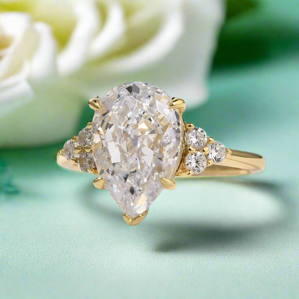 3.0 Ct Pear Cut Diamond Engagement Ring-Evani Naomi Jewelry