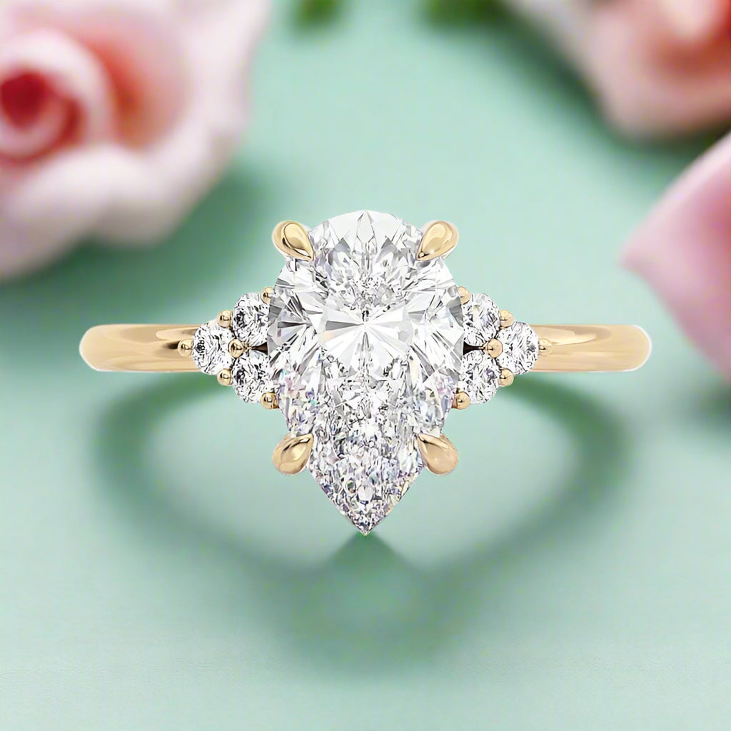 3.0 Ct Pear Cut Diamond Engagement Ring-Evani Naomi Jewelry