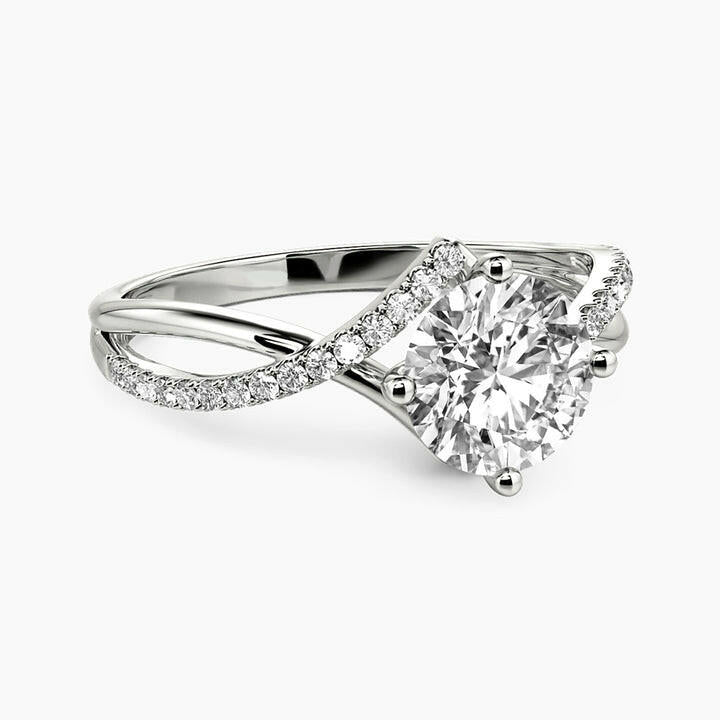 3.0 Ct Round Cut Diamond Twisted Bypass Pave Engagement Ring-Evani Naomi Jewelry