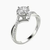 3.0 Ct Round Cut Diamond Twisted Bypass Pave Engagement Ring-Evani Naomi Jewelry