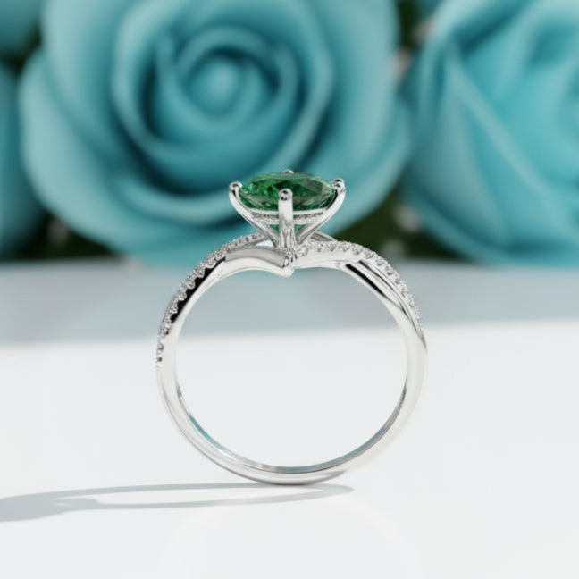 3.0 Ct Round Cut Diamond Twisted Bypass Pave Engagement Ring-Evani Naomi Jewelry