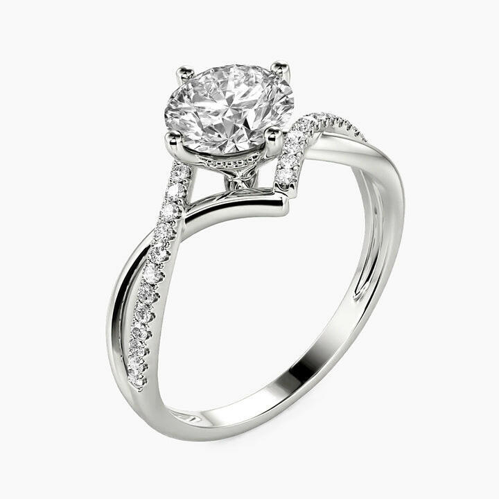 3.0 Ct Round Cut Diamond Twisted Bypass Pave Engagement Ring-Evani Naomi Jewelry