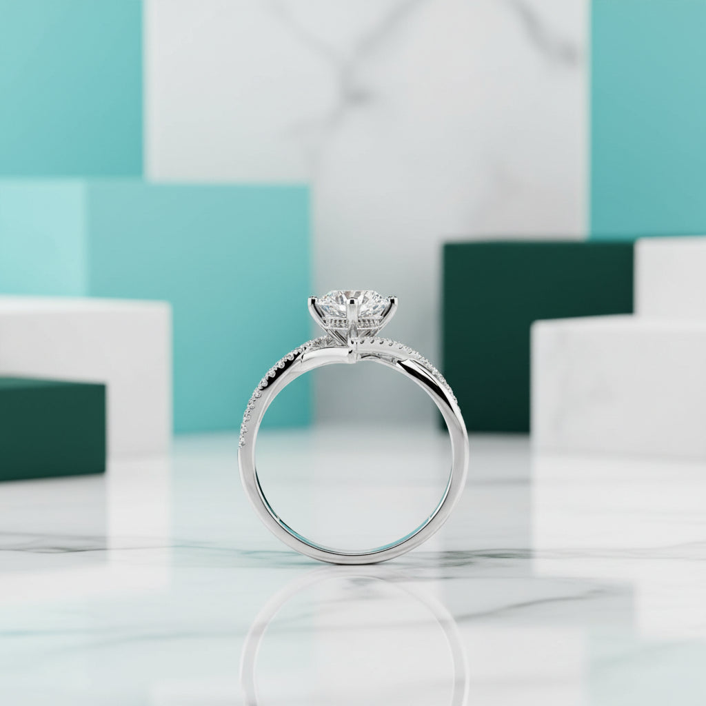 3.0 Ct Round Cut Diamond Twisted Bypass Pave Engagement Ring-Evani Jewelry