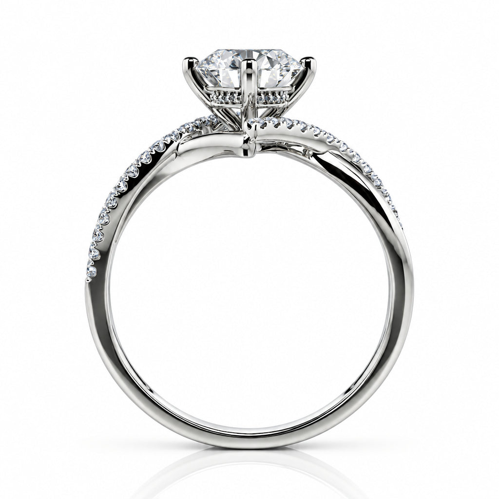 3.0 Ct Round Cut Diamond Twisted Bypass Pave Engagement Ring-Evani Jewelry