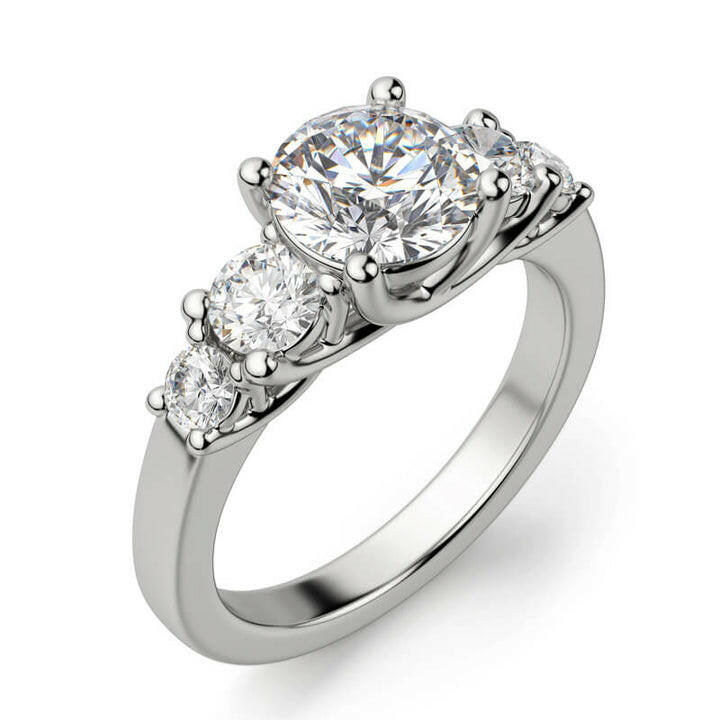 3.0 Ct Round Cut Five Diamonds Engagement Ring-Evani Naomi Jewelry