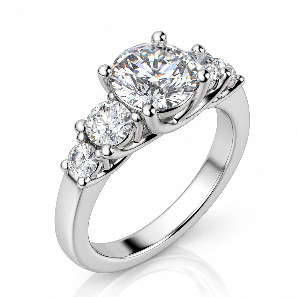 3.0 Ct Round Cut Five Diamonds Engagement Ring-Evani Jewelry