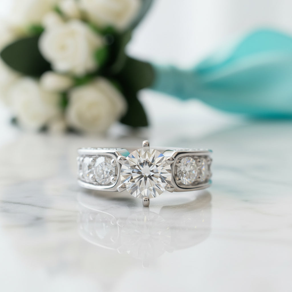 3.0 Ct Round Diamond 6 Prong Engagement Ring-Evani Jewelry