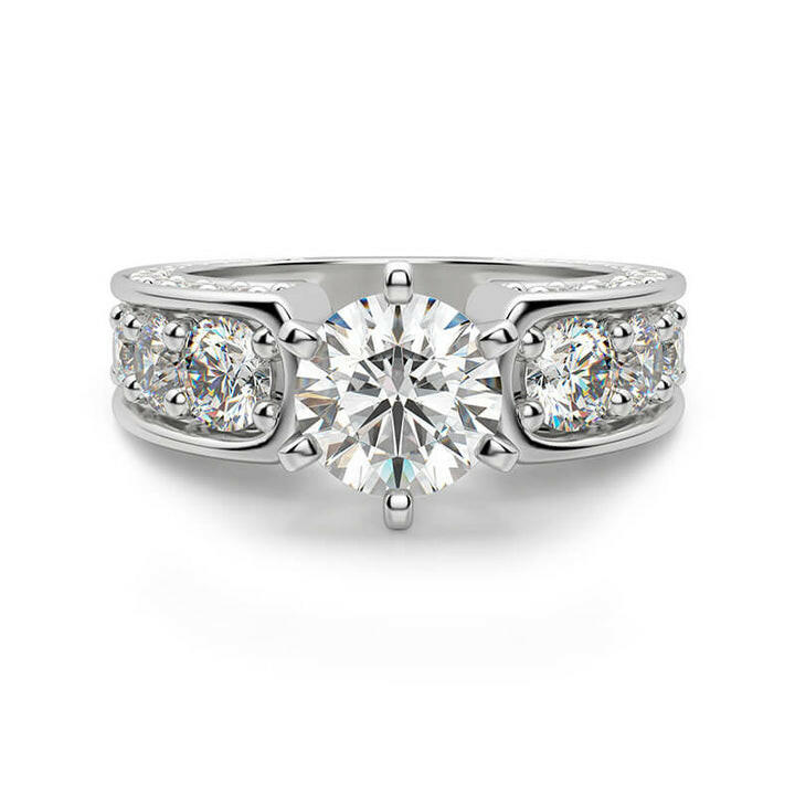 3.0 Ct Round Diamond 6 Prong Engagement Ring-Evani Naomi Jewelry