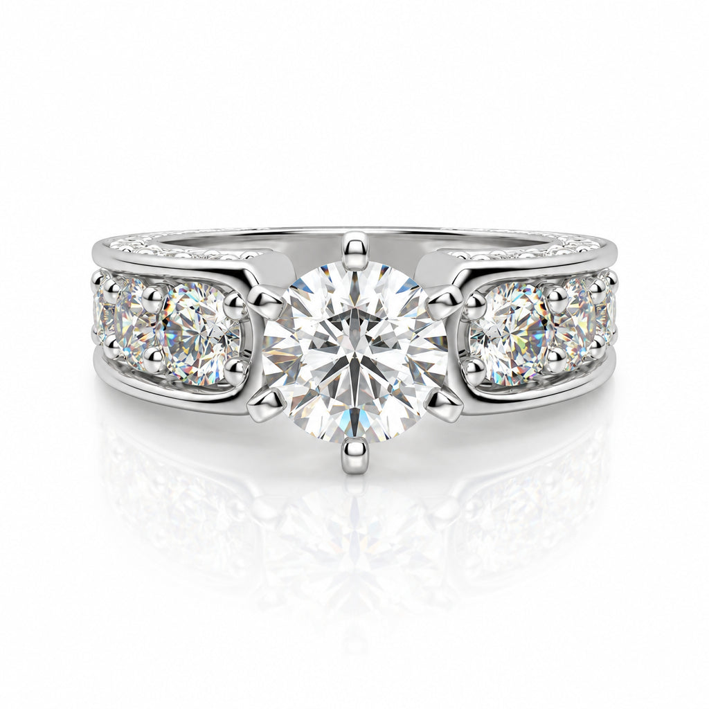 3.0 Ct Round Diamond 6 Prong Engagement Ring-Evani Jewelry