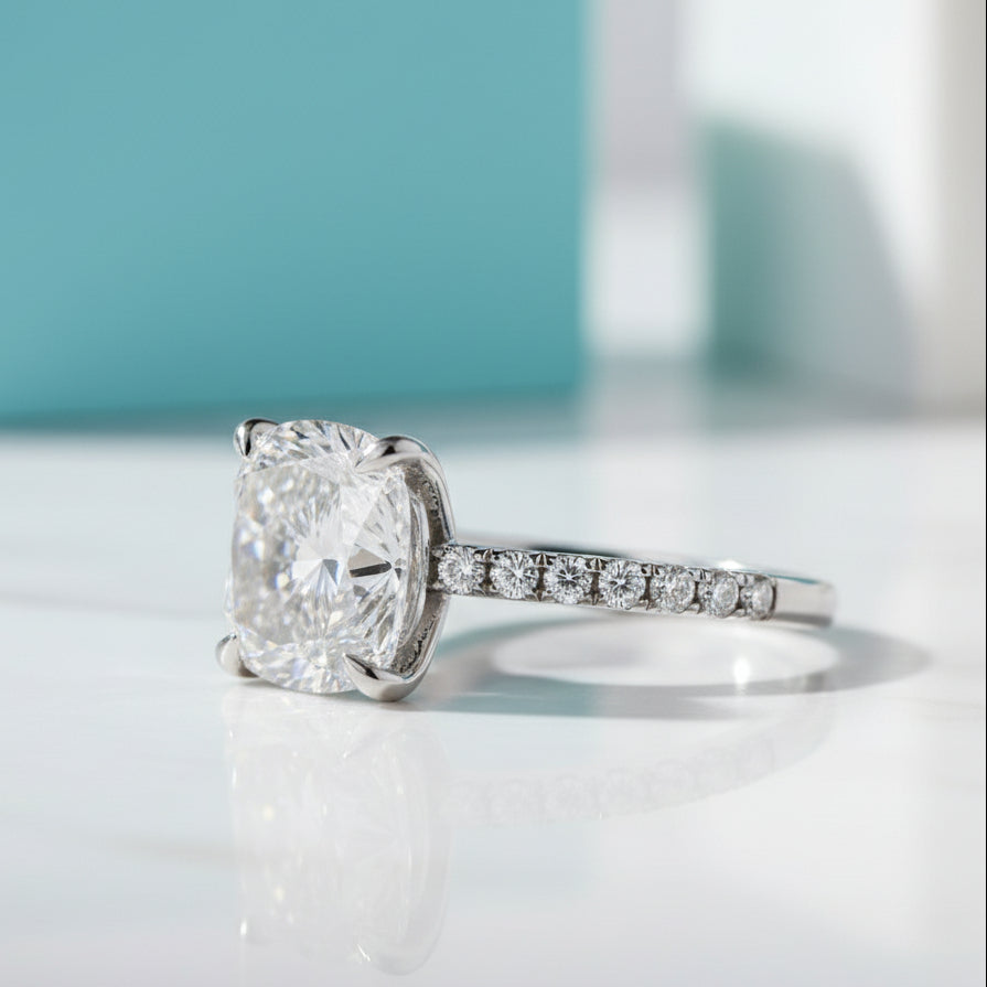 3.0 ct Cushion Cut Diamond Engagement Ring-Evani Jewelry