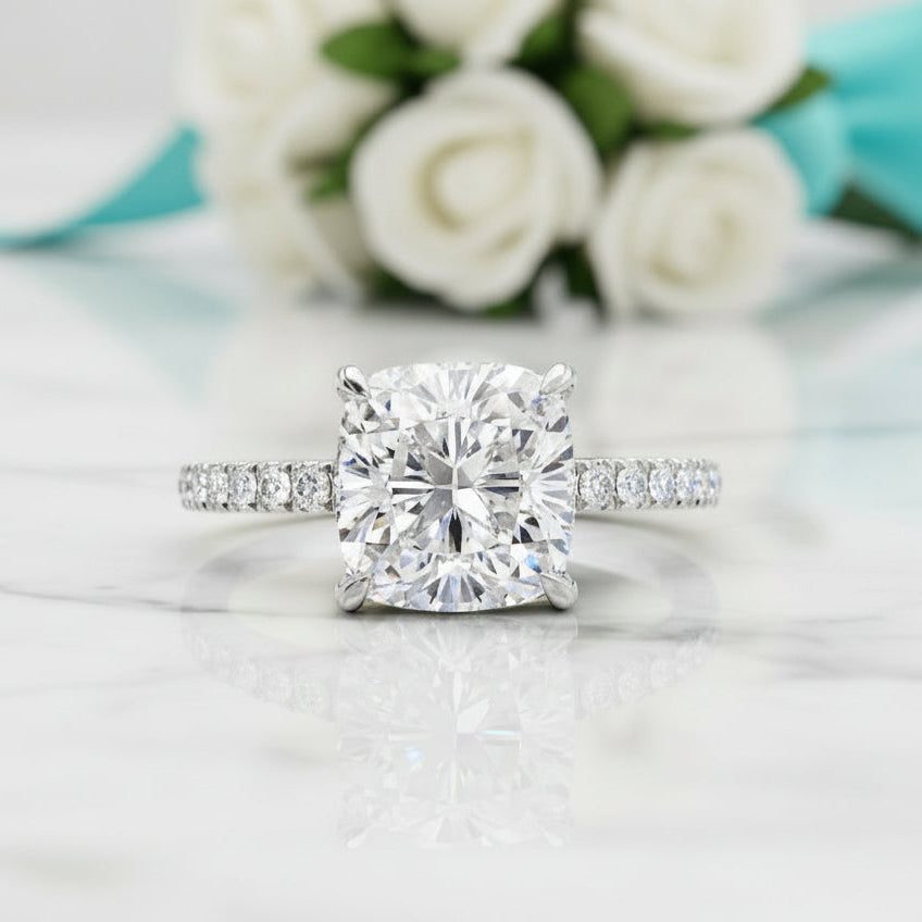 3.0 ct Cushion Cut Diamond Engagement Ring-Evani Jewelry