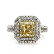 3.0 ct Fancy Yellow Radiant Cut Diamond Double Halo Engagement Ring-Evani Naomi Jewelry