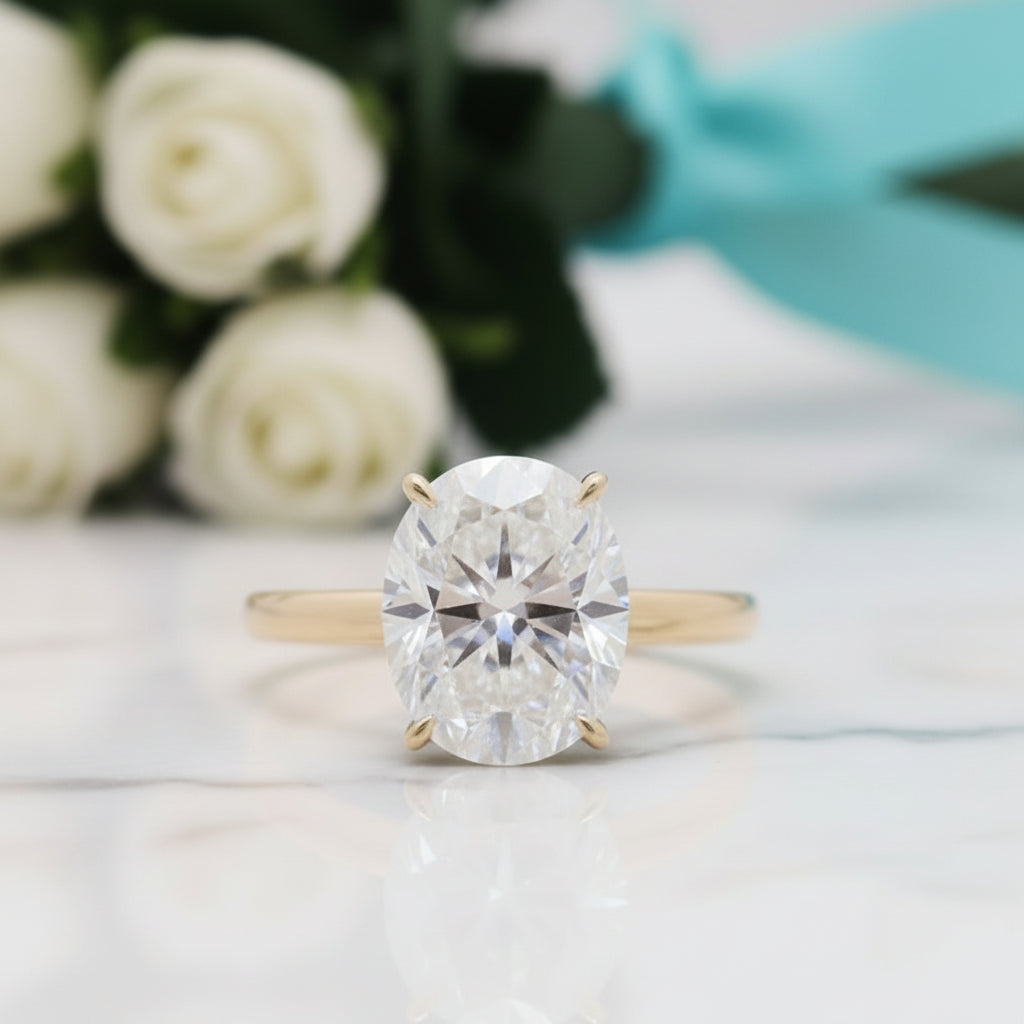 3.0 ct Oval Cut 14k Gold Engagement Ring-Evani Jewelry
