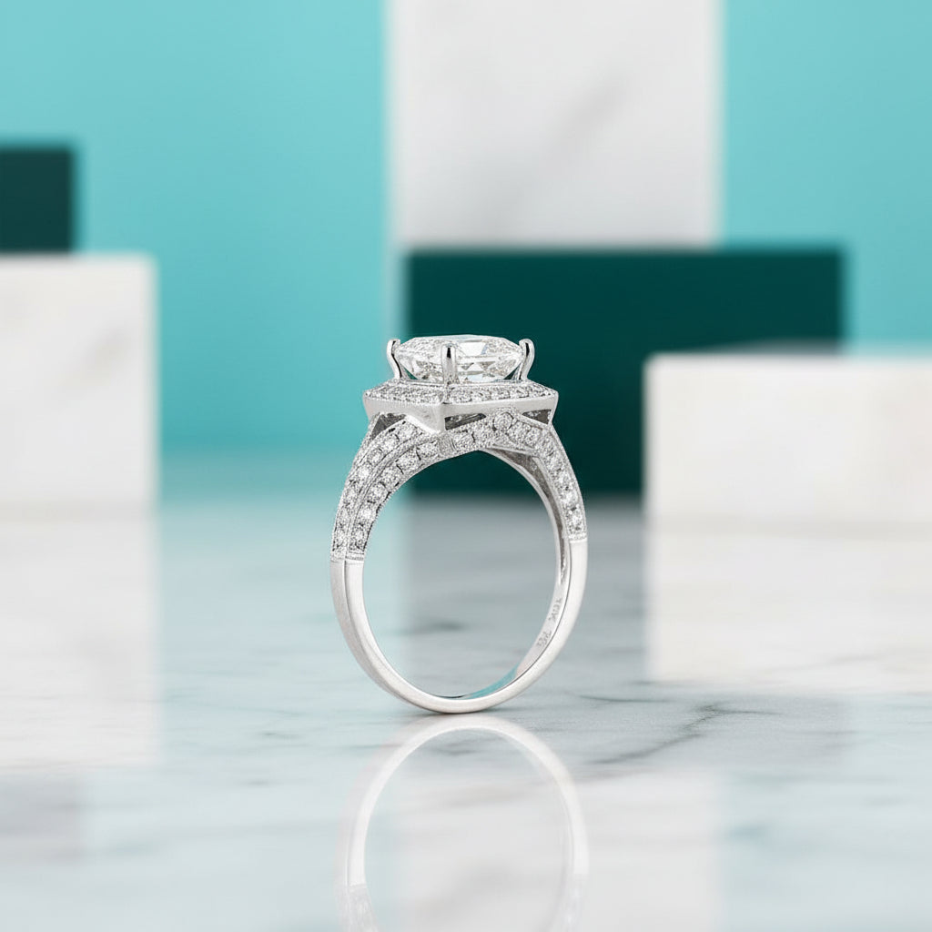 3.0 ct Princess Cut Diamond 14K White Gold Engagement Ring-Evani Jewelry