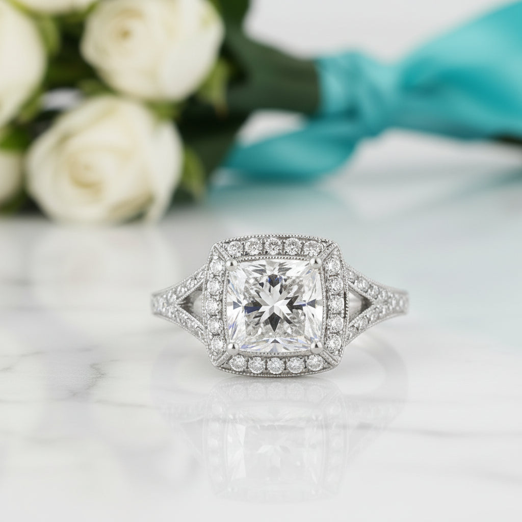 3.0 ct Princess Cut Diamond 14K White Gold Engagement Ring-Evani Jewelry