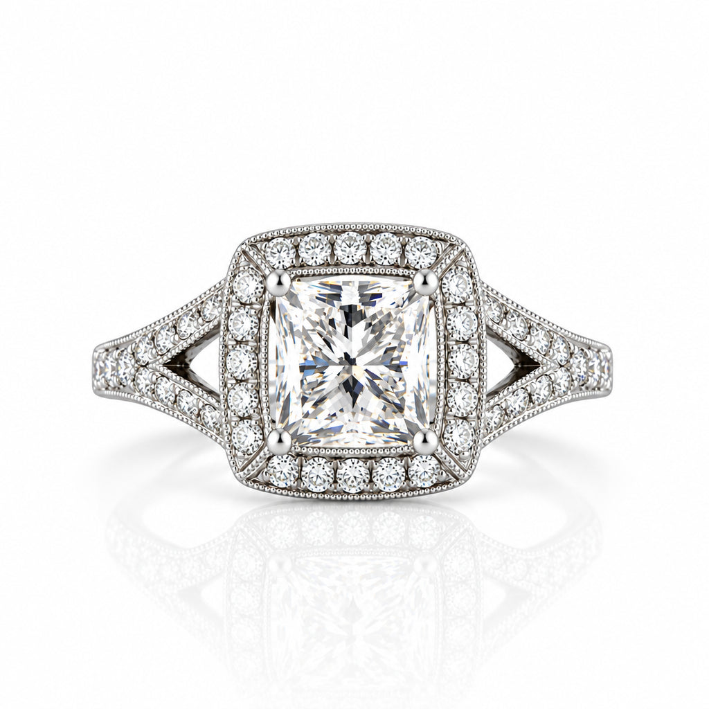 3.0 ct Princess Cut Diamond Option 14K White Gold Engagement Ring