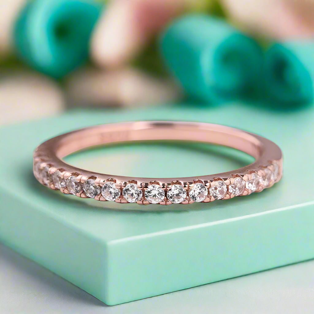 3.0ct Cushion Cut Rose Gold Diamond Wedding Ring Set-Evani Naomi Jewelry