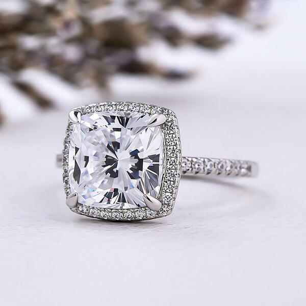 3.2 Ct Cushion Cut Halo Diamond Engagement Ring-Evani Naomi Jewelry