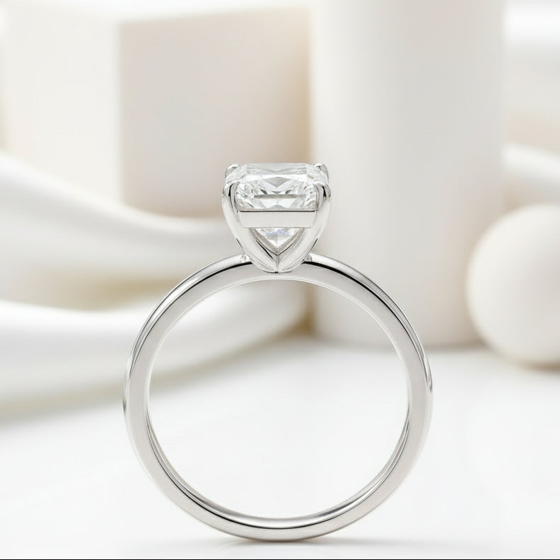 3.3 Ct Classic Emerald Cut Diamond Engagement Ring-Evani Jewelry