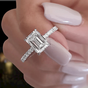 3.3 ct White Gold Emerald Cut Engagement Ring-Evani Naomi Jewelry