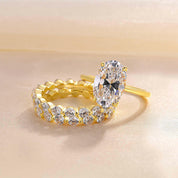 3.5 Ct Oval Cut 3PC Yellow Gold Wedding Ring Set-Evani Naomi Jewelry