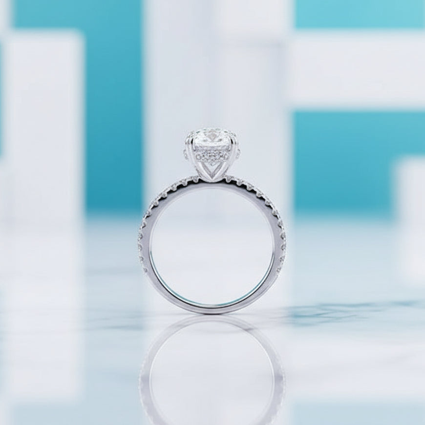 3.5 Ct Oval Cut Diamond Birthstone Engagement Ring-Evani Jewelry