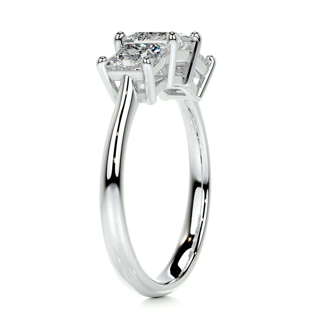 3.5 Ct Princess Cut Three Stone Diamond Engagement Ring-Evani Naomi Jewelry