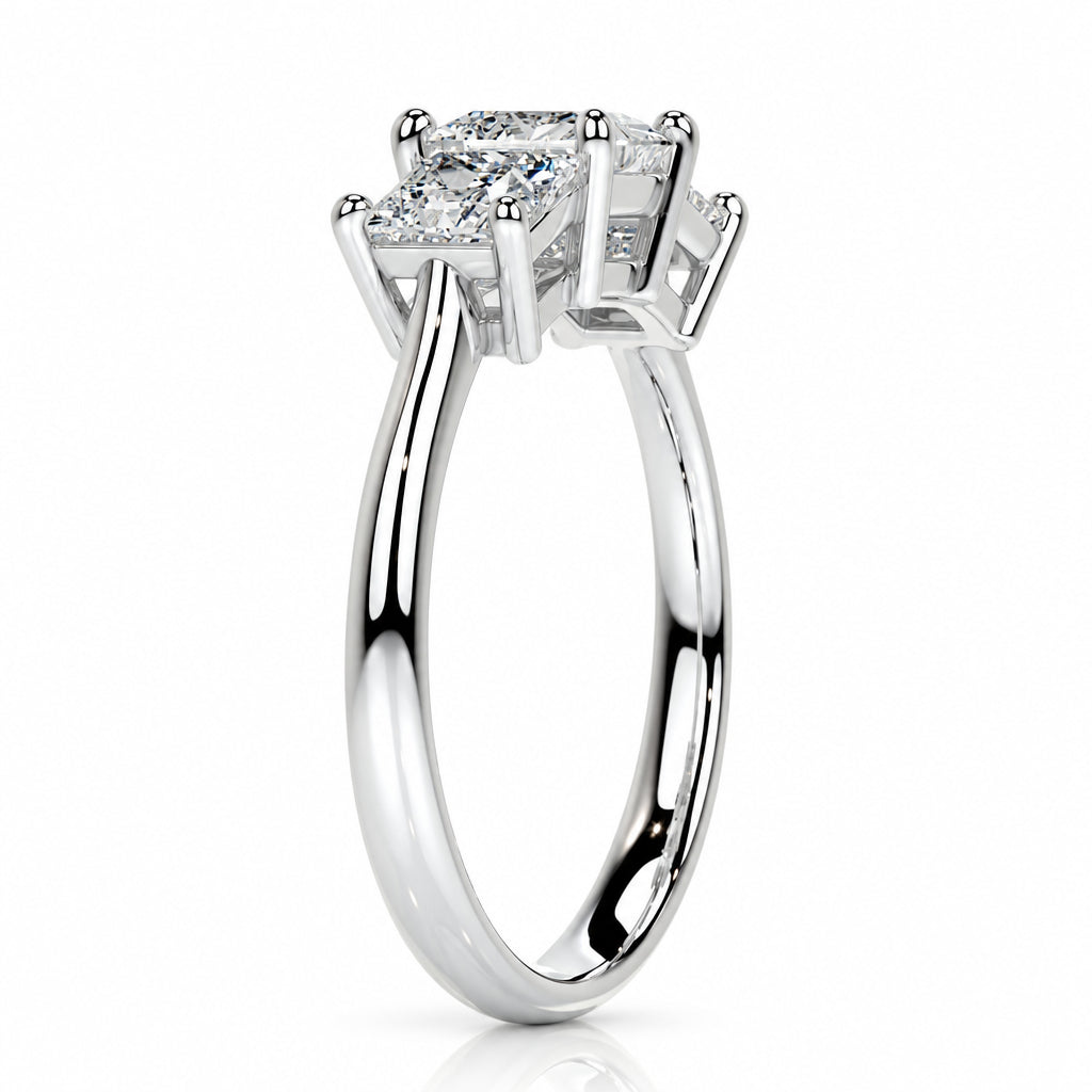 3.5 Ct Princess Cut Three Stone Diamond Engagement Ring-Evani Jewelry