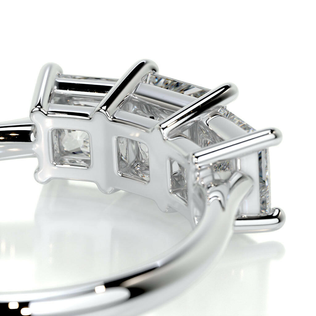 3.5 Ct Princess Cut Three Stone Diamond Engagement Ring-Evani Naomi Jewelry