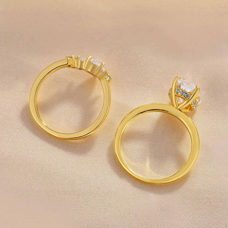 3.5 ct Oval Cut Solitaire Yellow Gold Wedding Set-Evani Naomi Jewelry