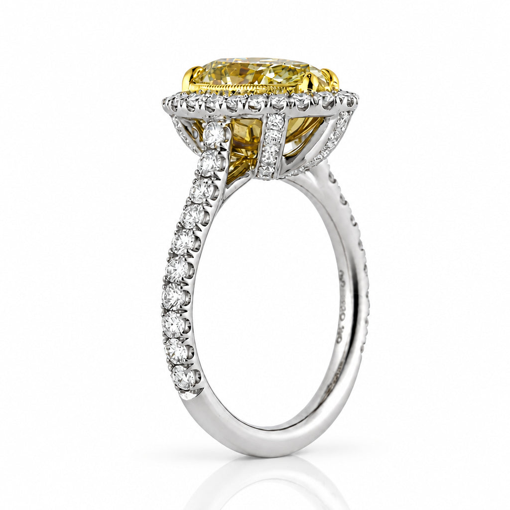 3.50 Ct Fancy Citrine Pear Cut Diamond Engagement Ring-Evani Jewelry
