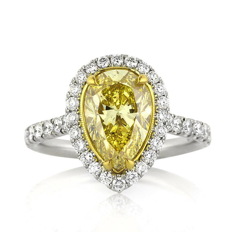 3.50 Ct Fancy Yellow Pear Cut Diamond Engagement Ring-Evani Naomi Jewelry
